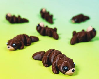 Mini Brown Otters - Pack of 7, 3D Printed
