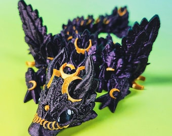 Baby Lunar Dragon, Sparkly Purple and Gold, 3D Printed