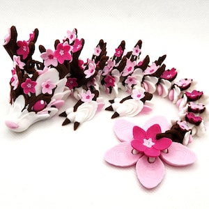 Pink Cherry Blossom Baby Dragon | Articulated 3D Printed | 9.5” Fantasy Toy