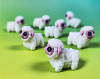 Mini White Sheep - Pack of 7, 3D Printed
