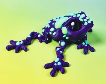 Purple Dart Frog with Blue/Green Spots, 3D Printed