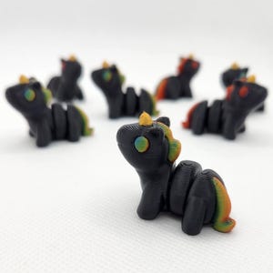 Juego de 7 unicornios articulados arcoíris y negros - Impresión 3D - 1,5 pulgadas