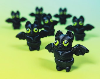 Mini Black Bats - Pack of 7, 3D Printed