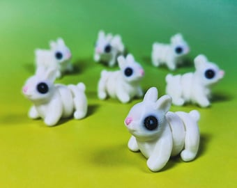 Mini White Bunnies - Pack of 7, 3D Printed