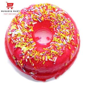 Strawberry Donut Bath Bomb – Handmade Fizzy Treat with Colorful Sprinkles