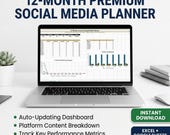Social Media Content Planner Spreadsheet Monthly Content Calendar Analytics Hashtag Tracker Instagram TikTok YouTube Post Scheduler 2026