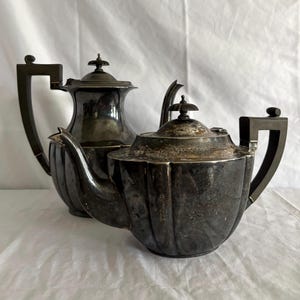 Vintage Art Deco silverpläterade tekannor från 1930-talet | Regis silverpläterad/William Suckling | England