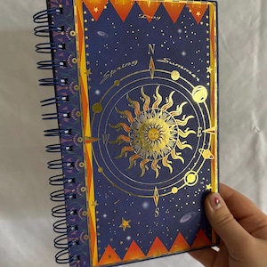 Vintage 1998 Celestial Journal | Sun & Moon, Four Seasons | Gold Foil