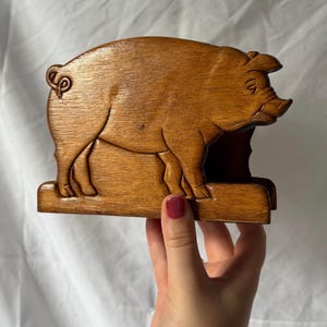 Porta tovaglioli o porta lettere vintage a forma di maialino in legno / Cucina rustica / Decorazione country / Stoviglie rustiche / Regalo di inaugurazione della casa / Scrivania da ufficio