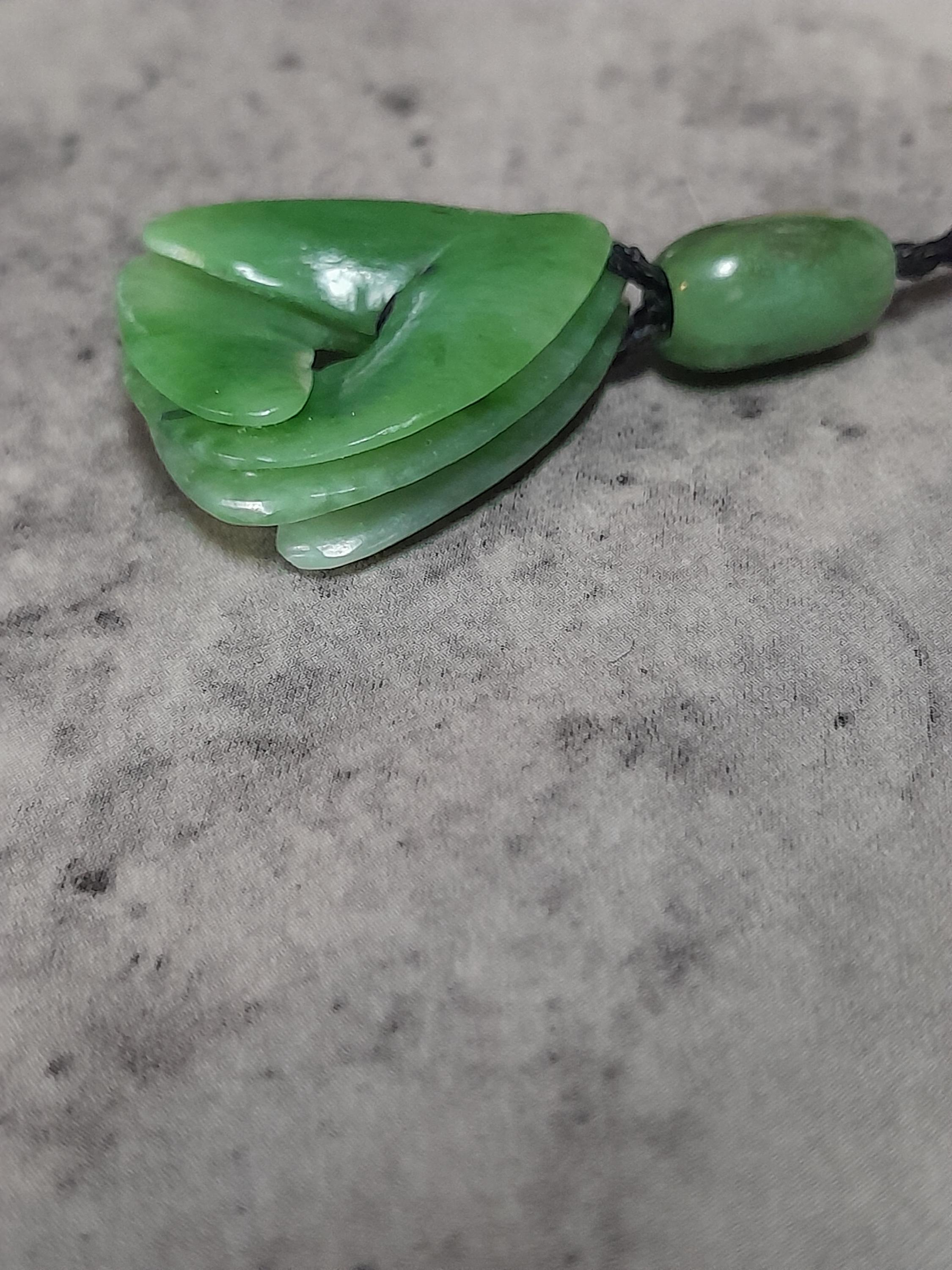 Apple Green Siberian Jade Pendant, Blooming Mobius Shield, Triskelion ...