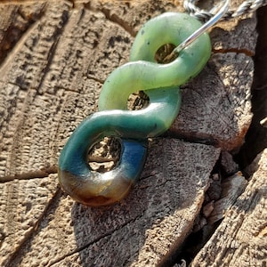 Natural Jade double spiral necklace pendant. Amazing translucent Californian Nephrite Jade Handmade in Washington state.
