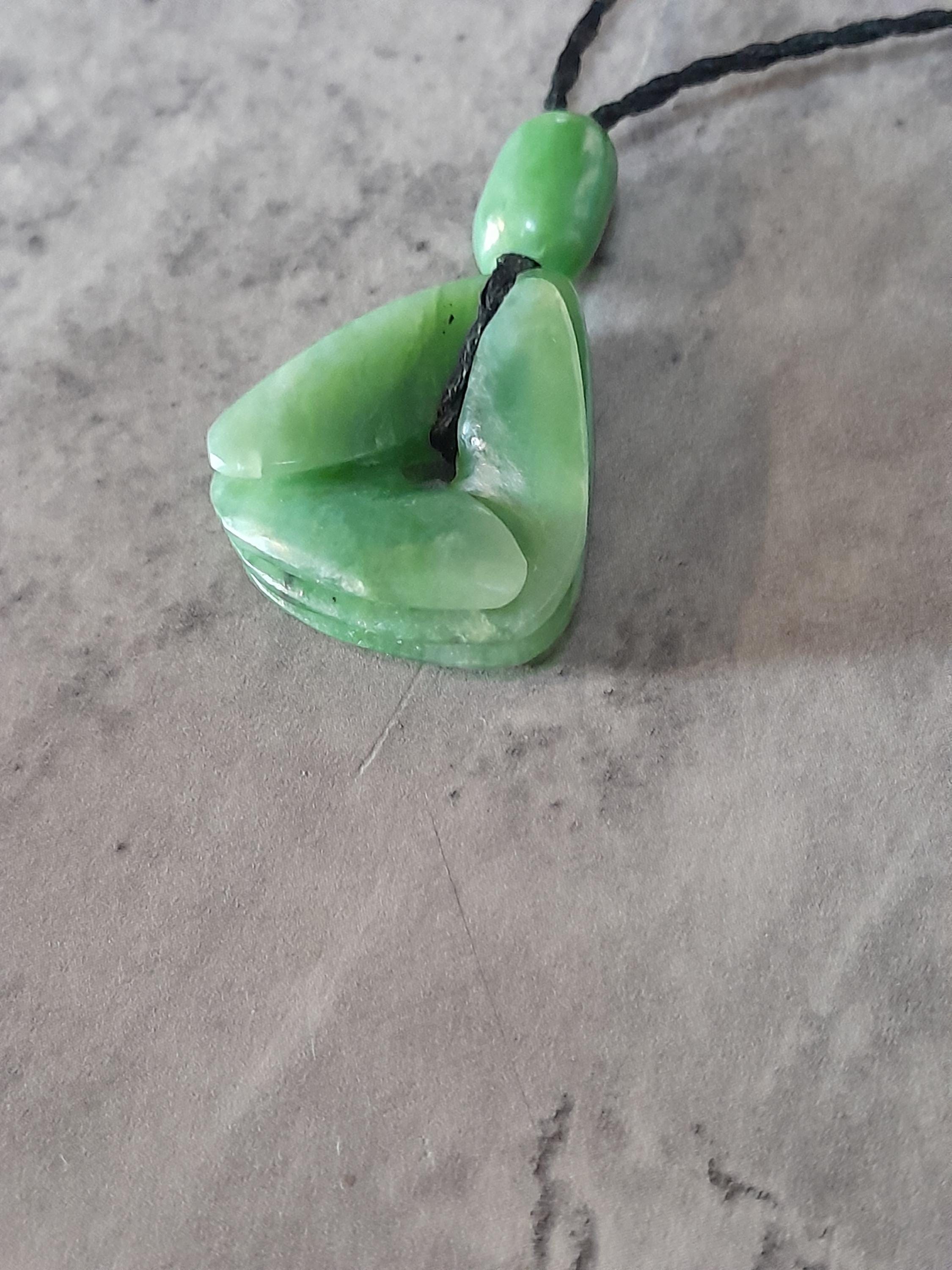 Apple Green Siberian Jade Pendant, Blooming Mobius Shield, Triskelion ...