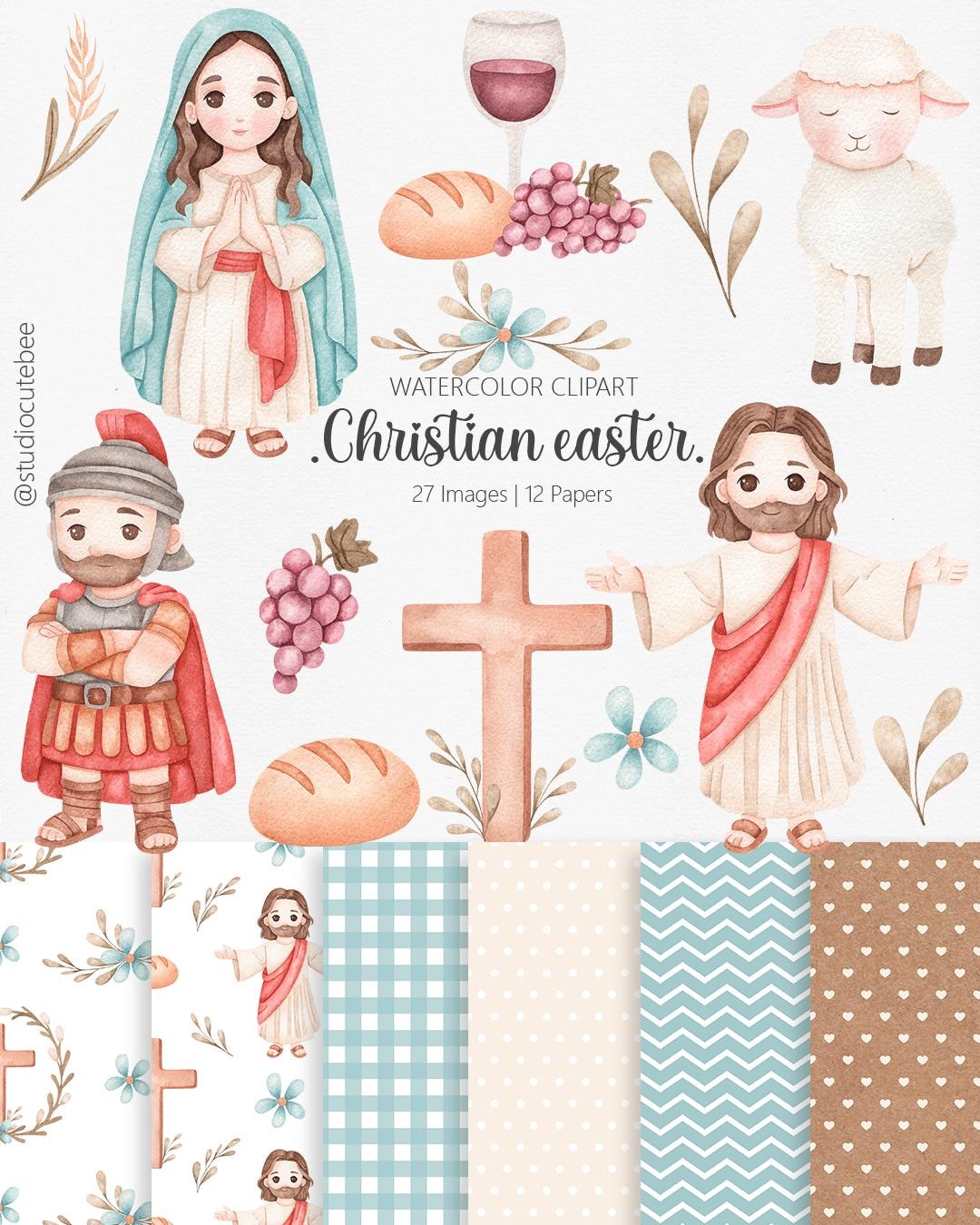 Christian Easter Clipart Watercolor PNG | Jesus Resurrection ...
