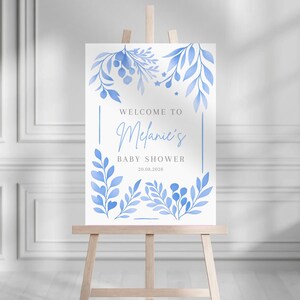 Blue Floral Baby Shower Welcome Sign, Welcome Sign Template, Baby Shower Sign, Boy Baby Shower, Editable Printable Boy Baby Shower, Blue