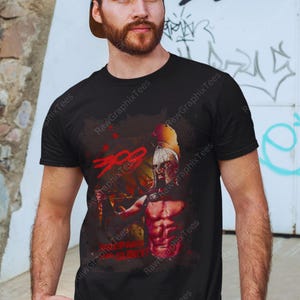300 Spartan Warrior Graphic T-Shirt, Battle of Thermopylae Movie Tee, Ancient Greece Action Film Shirt
