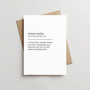 Carte de voeux définition bosom buddy, carte d'anniversaire meilleur ami, conception simple, TÉLÉCHARGEMENT IMMÉDIAT, carte pliable 5 x 7 et 4 x 6, GRT012