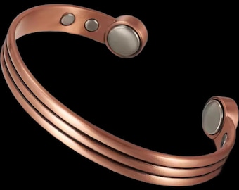Vintage Pure Copper Magnetic Healing Bracelet, Adjustable Cuff Style with 9 Magnets