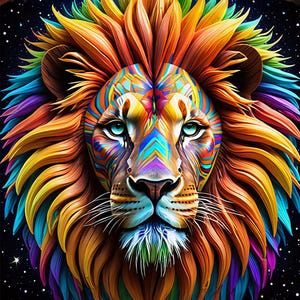 Lion with Fleur. Digital Art Print, Wall Art, AI Generated, AI Art, Digital Download, Home Decor, Printable