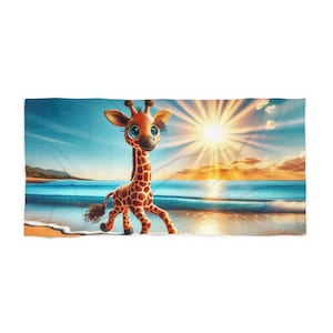 Fun Giraffe Beach Towel, Vibrant Summertime Accessory for Beach Days, Pool Parties, Travel and Gift Ideas, Cute Animal Design