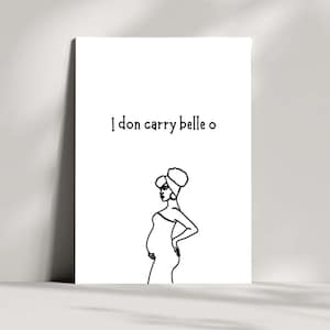 I Don Carry Belle - Annuncio di gravidanza africano personalizzato per la famiglia e gli amici / Congratulazioni divertenti, sorpresa per la rivelazione del bambino