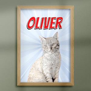 Benutzerdefinierte Comic Porträt mit Haustier Foto, Superhelden Comic Haustier Kunst, Geschenk für Katzenliebhaber, Haustier Erinnerungsgeschenk, benutzerdefinierte Haustierkunst, benutzerdefinierte Hunde- und Katzenportrait