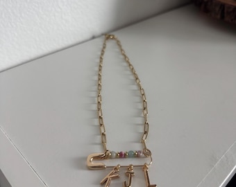 Custom Beaded Carabiner Charm Neckace