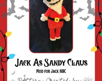 Crochet Pattern: Jack as Sandy Claus MOD. Amigurimi doll. Low sew.