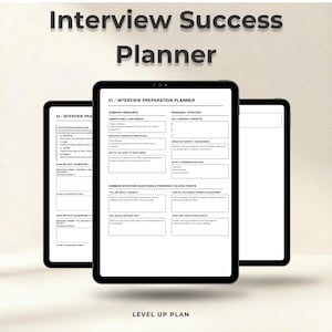 Planerare för framgång i jobbintervjuer i PDF-format | Checklista för intervjuförberedelser, övningsbok för tonåringar och unga vuxna | Guide till karriärframgång