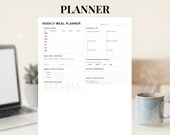 Weekly Meal Planner Printable | Grocery List & Food Prep Planner | Weekly Menu Planner PDF | Meal Planning Sheet for Healthy Lifestyle