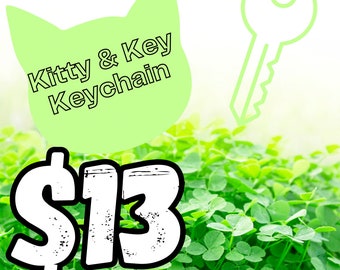 All Green Kitty Keychain