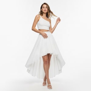 Patrón de falda alta y baja en PDF, tutorial fácil de usar para principiantes, descarga digital, diseño maxi plisado, silueta fluida, estilo veraniego.