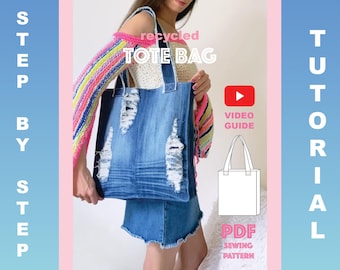 Nähanleitung für eine Jeans-Tragetasche (PDF-Download) – Umweltfreundliches Upcycling-Projekt – Einkaufstasche für den Alltag