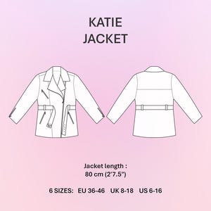 Sewing Pattern PDF Womens Biker Jacket Moto Style Tutorial Asymmetrical Zip Loose Fit Belted Design Step By Step Instructions Summer Streetwear DIY Festival Outfit