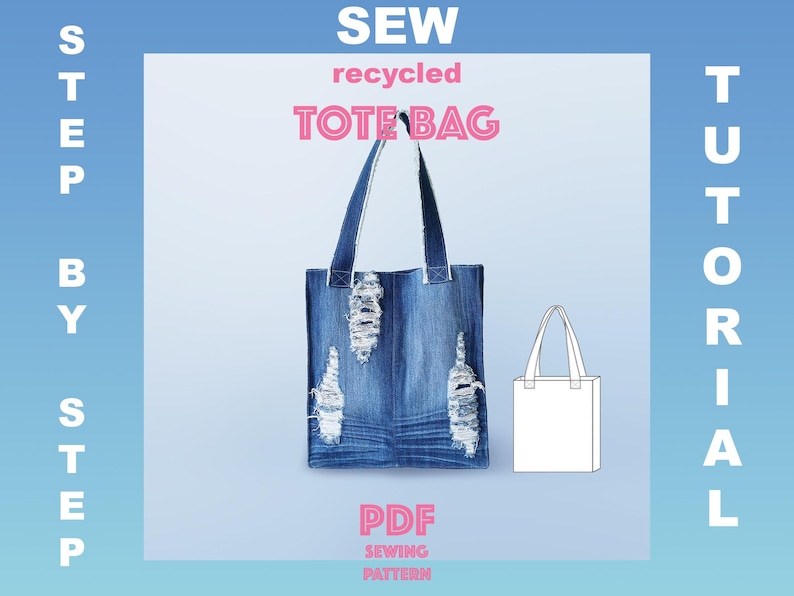 Eco-friendly Upcycled Bag Pattern Sewing PDF Download Beginner-Friendly Tutorial Multiple Format Options Sustainable Design Ideas Practical Instructions Simple Construction Method Casual Wear Gift for Friend