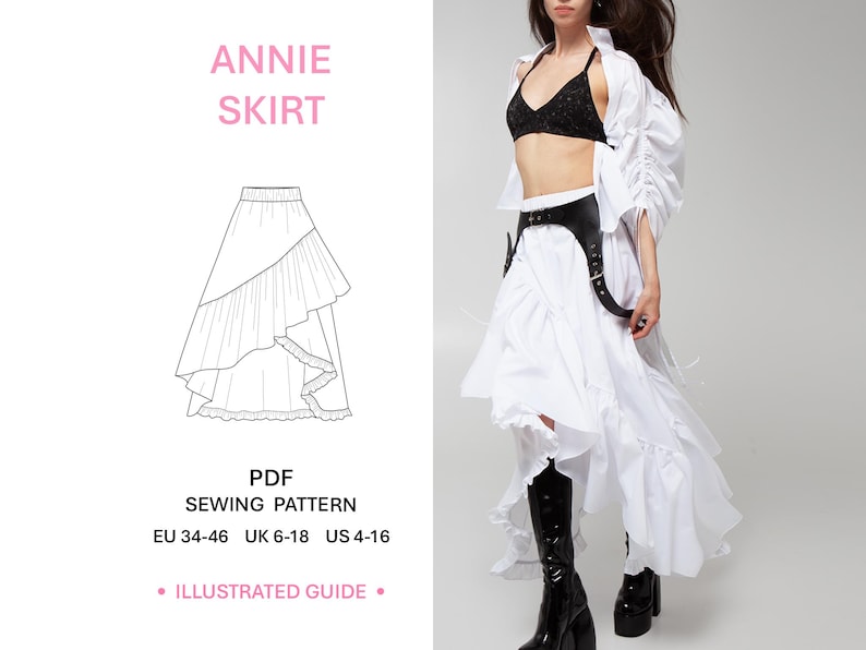 Sewing Pattern Digital Download Maxi Skirt Tutorial Easy Step Guide Fashion Project Multiple Size Options Tiered Ruffle Design Elastic Waistband Construction Creation Complete Instructions Essential PDF Format Simple Party Outfit Summer Pattern