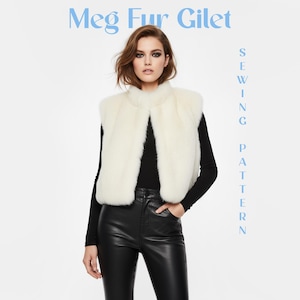 Faux Fur Gilet Sewing Pattern For Women Wedding Fur Vest Pattern PDF Stand Up Collar Enlarged Shoulders Design Winter Fashion Style