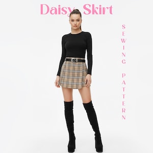 Patrón digital de falda cruzada para coser. Diseño de moda. Estilo minifalda. Patrón PDF para mujer. Instrucciones ilustradas de costura. Ropa casual.