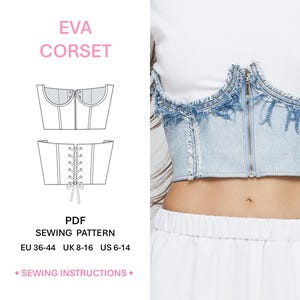 Corset Sewing Pattern PDF Download Instructional Booklet Easy Sewing Patterns Step By Step Guide Fashion DIY Creation Alternative Style Garment Denim Clothing Boho Style