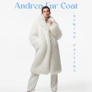 Long Faux Fur Coat PDF Sewing Pattern Womens Overcoat Loose Fit Lapel Collar Side Pockets Stylish Winter Outerwear Digital Download