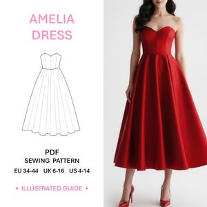 Sewing Pattern Digital Download Professional Guide Printable Instructions Modern Style Sewing Template Special Occasion Wear Size Range Complete Evening Outfit Beginner Sewing