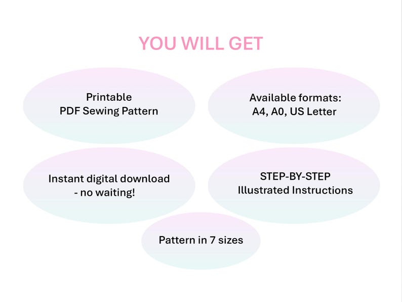 YOU WILL GET: printable PDF sewing pattern, instant download, step-by-step instructions, and is available in 7 sizes and A4, A0, and US Letter formats.
