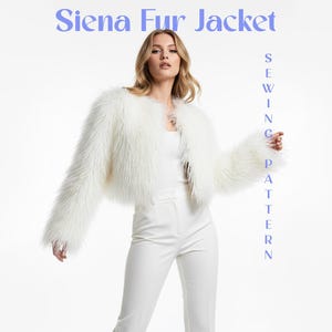 Faux Fur Jacket Pattern PDF Sewing Project Womens Short Fur Jacket Evening Party Style Bridal Spring Outerwear Digital Download