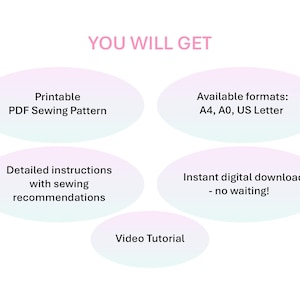 YOU WILL GET: Printable PDF Sewing Pattern, Available formats: A4, A0, US Letter, Detailed Instructions with sewing recommendations, Instant digital download - no waiting!, Video Tutorial