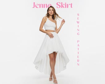 High Low Skirt Pattern Pdf Sewing Beginner Friendly Easy Tutorial Digital Download Maxi Pleated Design Flowing Silhouette Summer Style