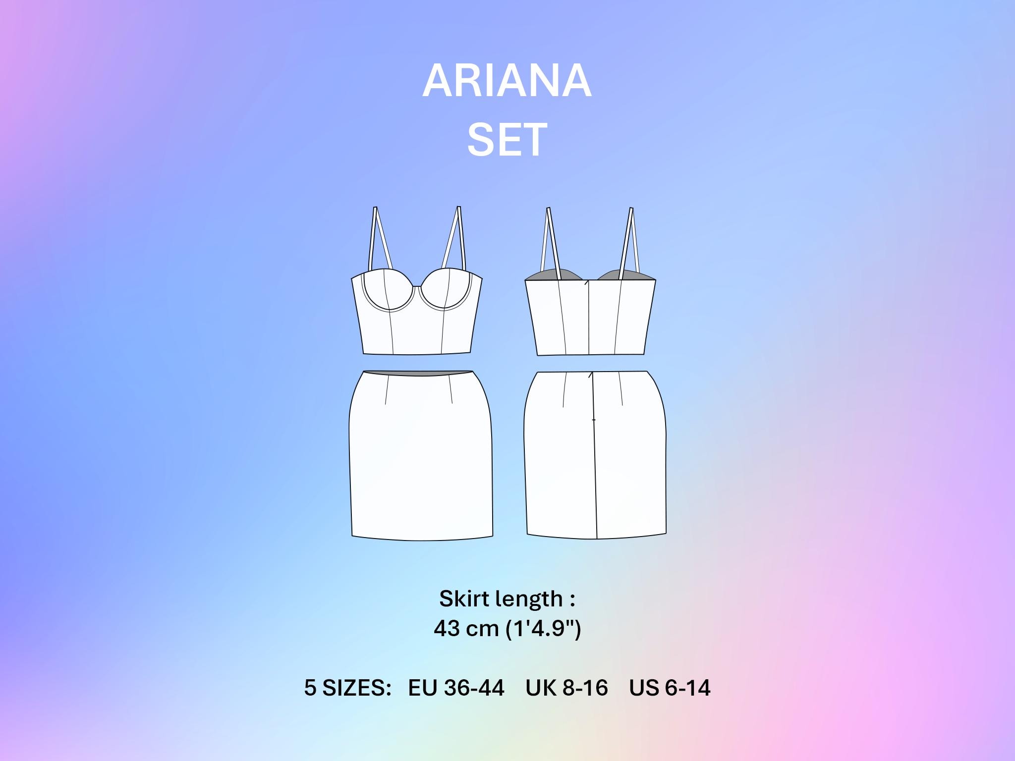 Cupped Corset and Mini Skirt Summer Set Pattern PDF Sewing Template Two ...