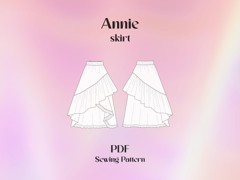 Outlay Template Ruffle Skirt Pattern PDF Digital Sewing Step Tutorial Ruffle Skirt Template ...