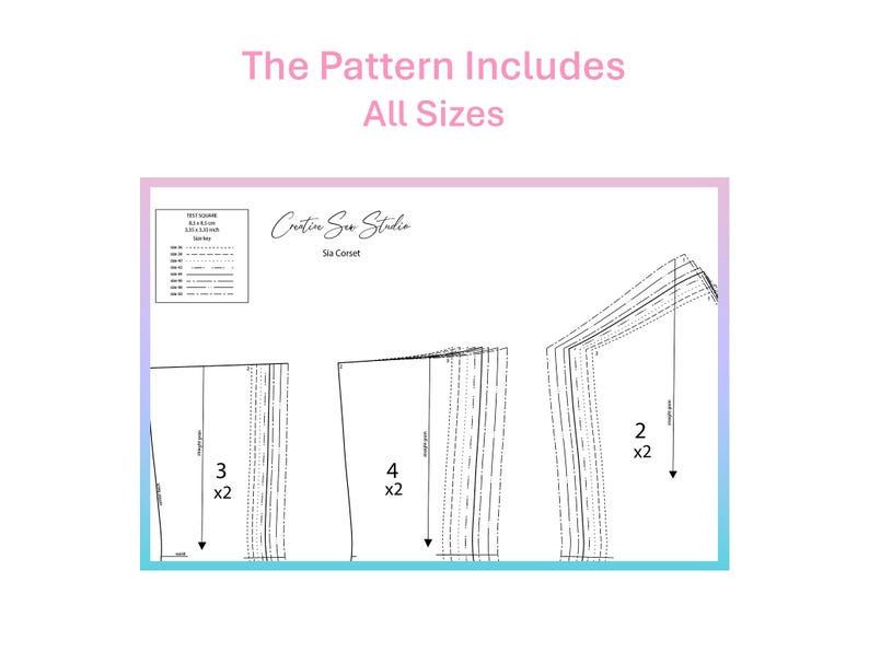 Sweetheart Corset Pattern PDF Sewing Hourglass Silhouette Bustier Template Waist Shaping Zipper Back Boned Bodice Includes All Sizes