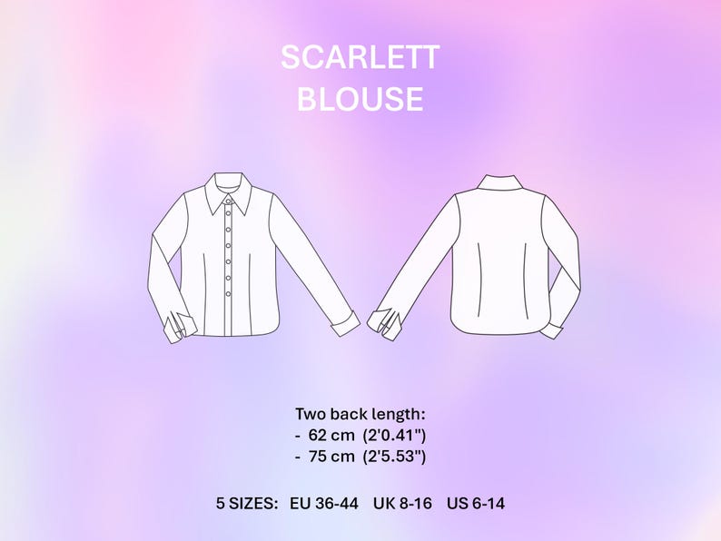 Womens Blouse Sewing Pattern PDF Long Sleeve Button Down Classic Style ...