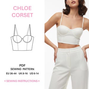 Corset Pattern Sewing PDF Printable Template DIY Fashion Project Multiple Sizes Sewing Detailed Instructions Modern Womans Clothes Patterns Casual Wear Digital Download