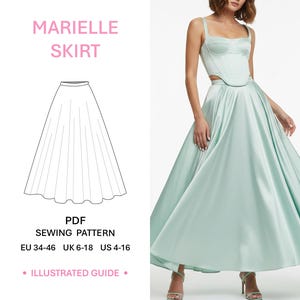 Maxi Skirt Pattern PDF Sewing Guide Digital Download Beginner Sewing Pattern Easy Tutorial Step By Step Instructions Multiple Sizes Printable Pattern for Women